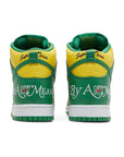 Heel of the Nike sb dunk high supreme skating shoes in yellow green brazil colour