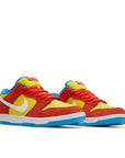 Heel of the Nike sb dunk low skating shoes in a red and yellow Bart Simpson  colour