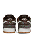 Heel of the Nike sb dunk low pro skating shoes in paisley brown